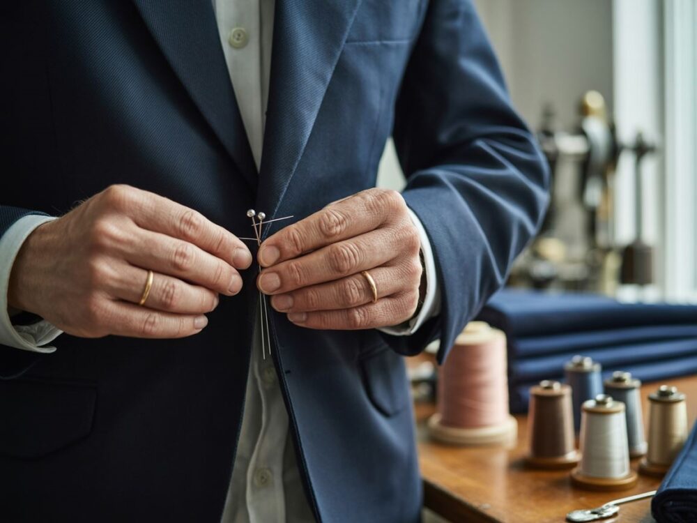 Krawiec dopasowujący marynarkę