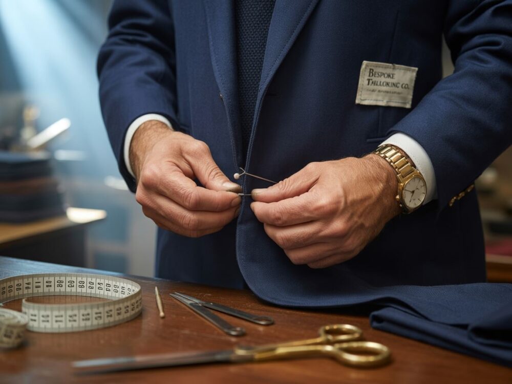 Narzędzia krawieckie przy marynarce