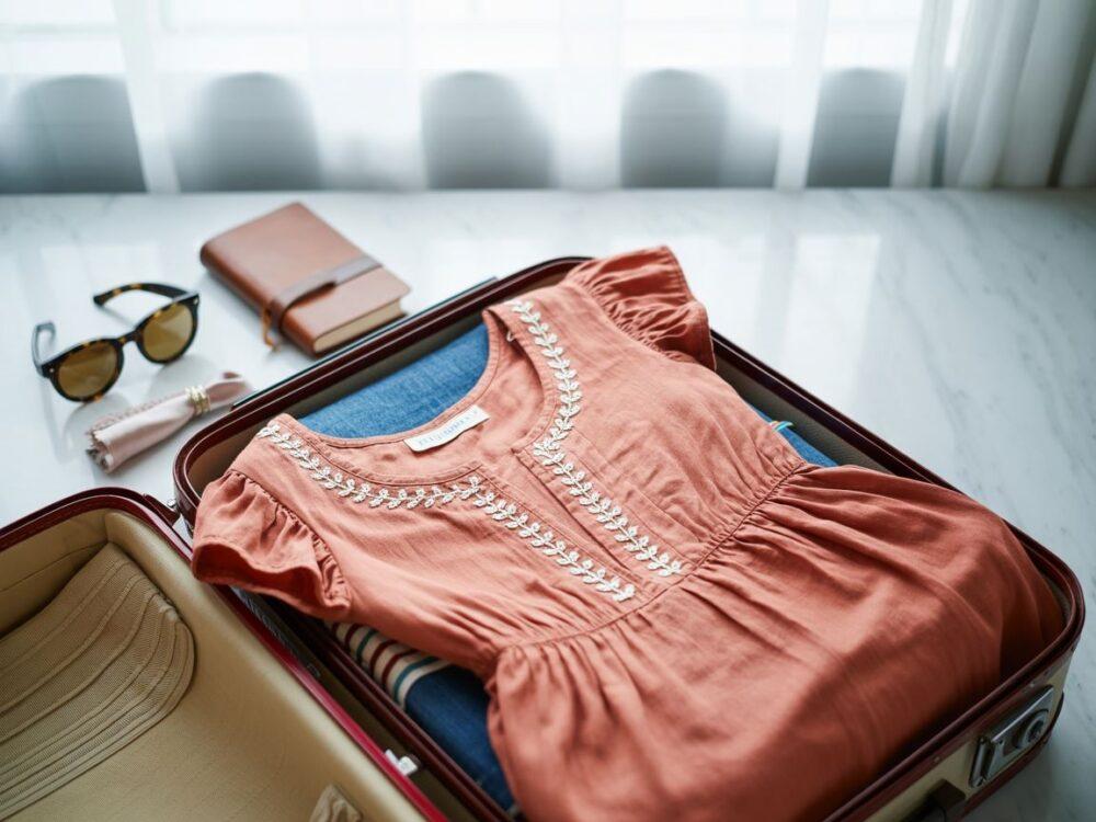 Sukienki ułożone w walizce