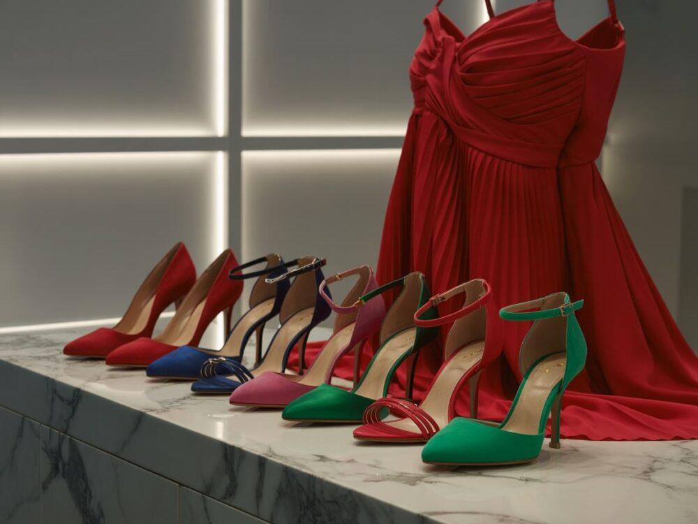 Szpilki nude do czerwonej sukienki