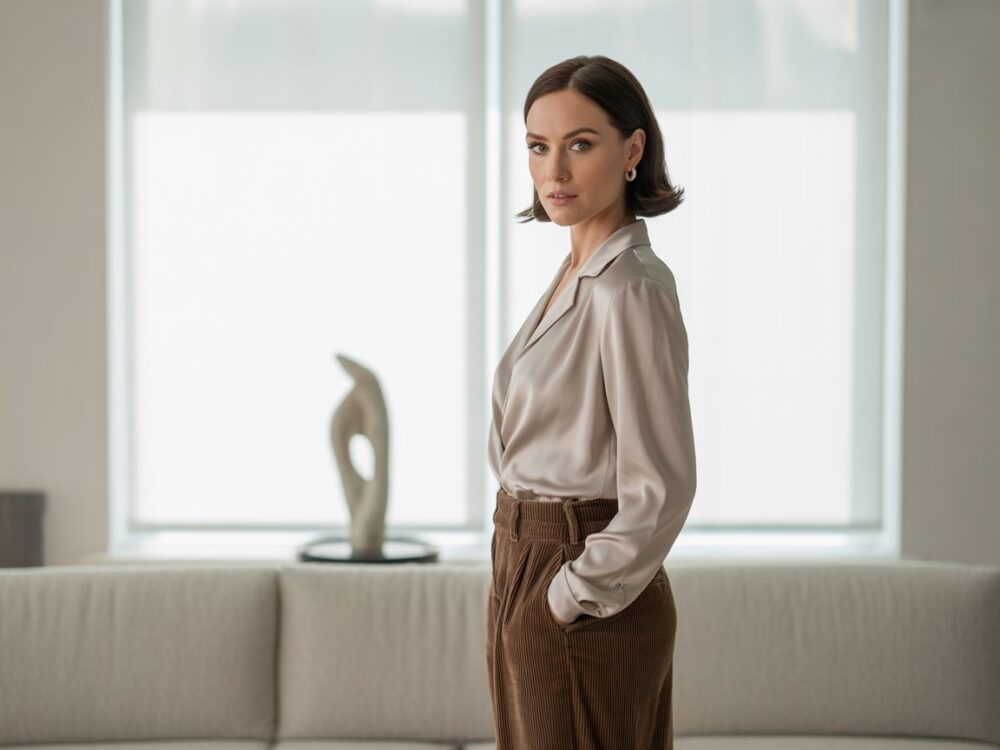 bluzka do brązowych spodni