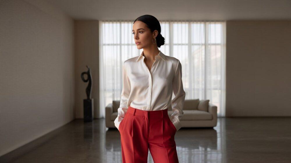 bluzka do czerwonych spodni