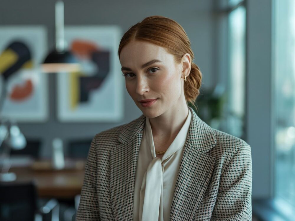 bluzka pod marynarką w kratę