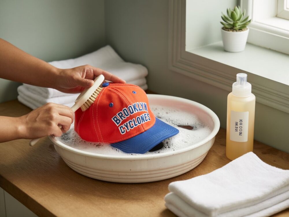 czapka w misce z wodą