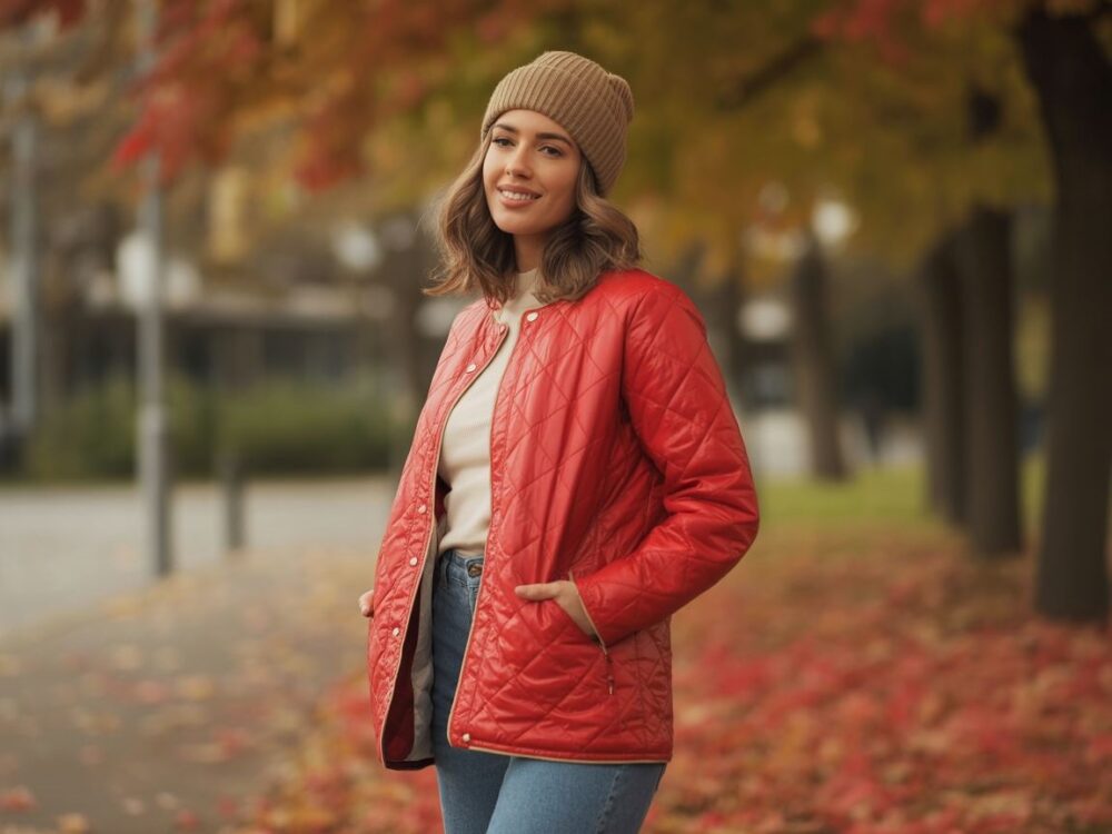 czarna czapka do czerwonej kurtki