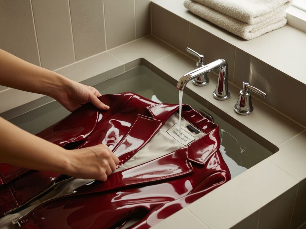 czyszczenie lakierowanej kurtki