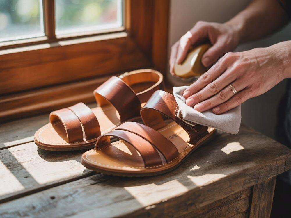 czyszczenie skórzanych sandałów