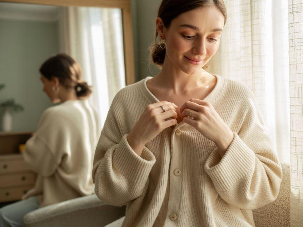 detale swetra kardigan