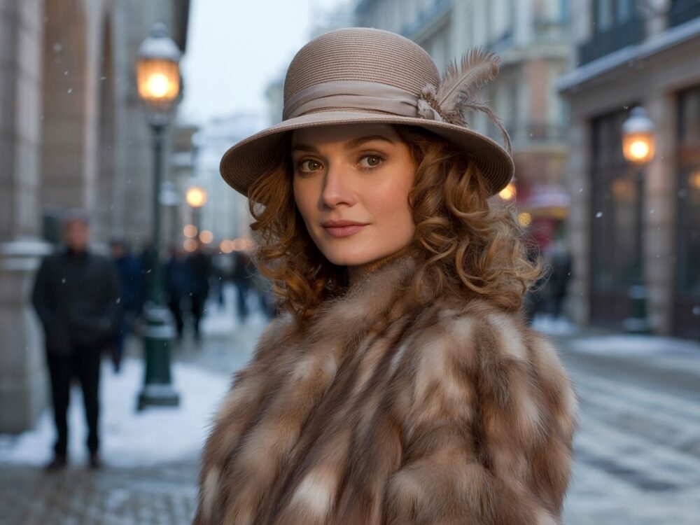 elegancka czapka i futro