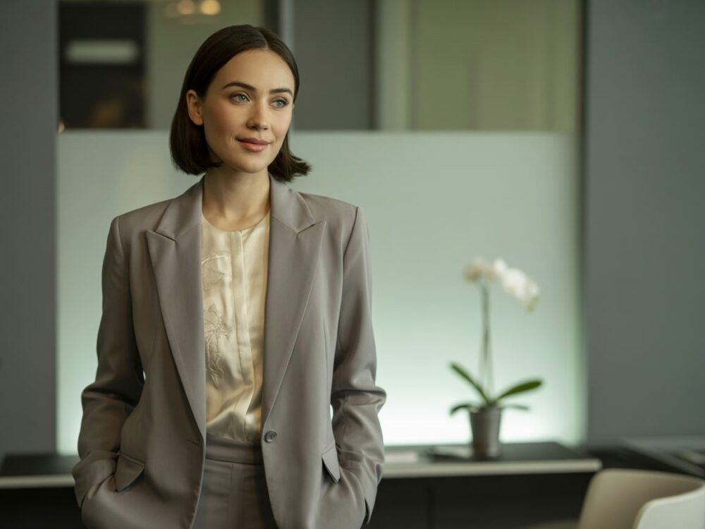 elegancka kobieta w garniturze