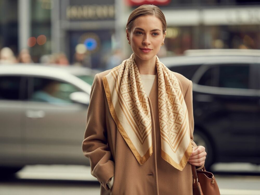 elegancka kobieta z chustą