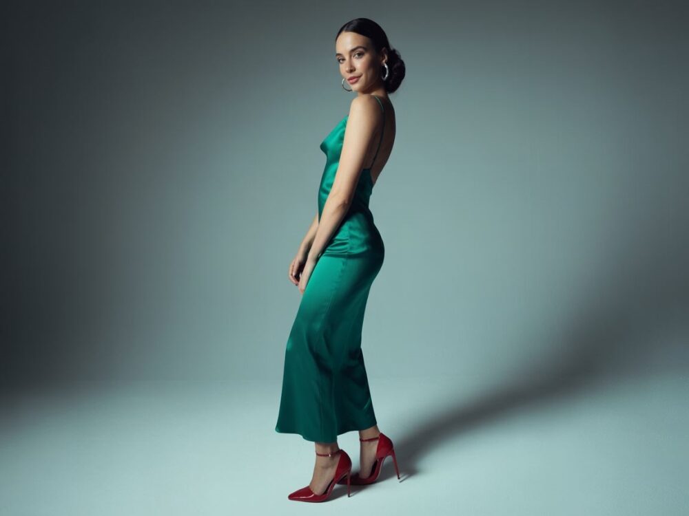 elegancka sukienka do czerwonych szpilek