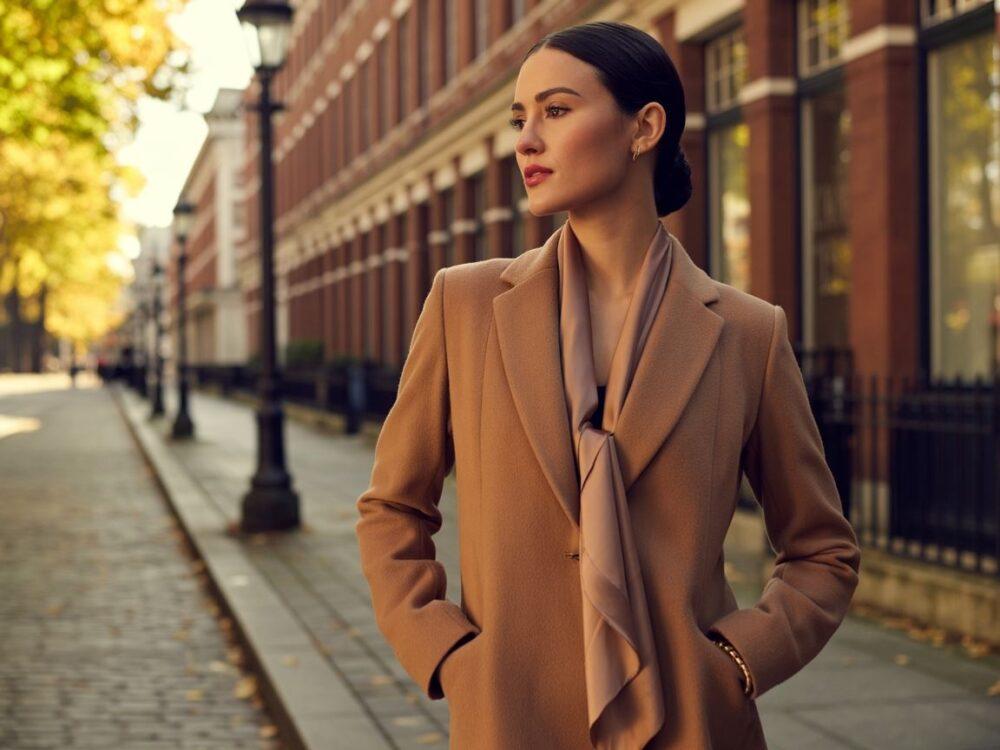 elegancki płaszcz i szalik