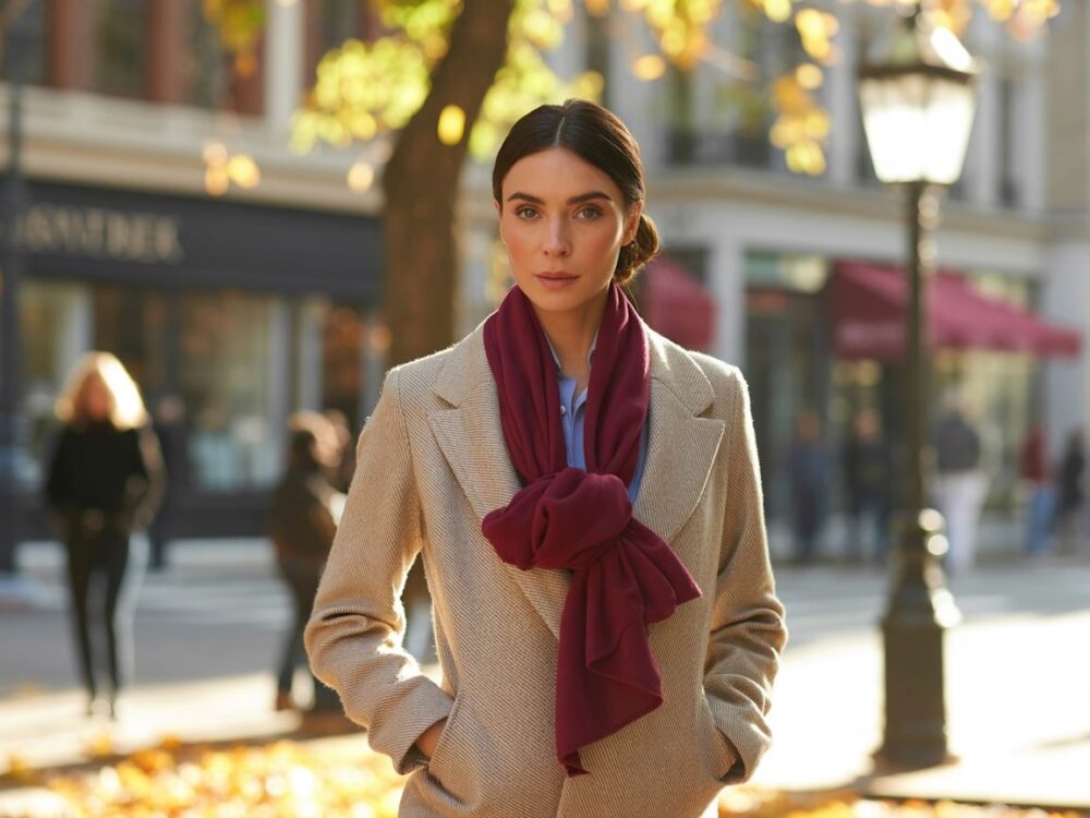 jesienna stylizacja z szalikiem