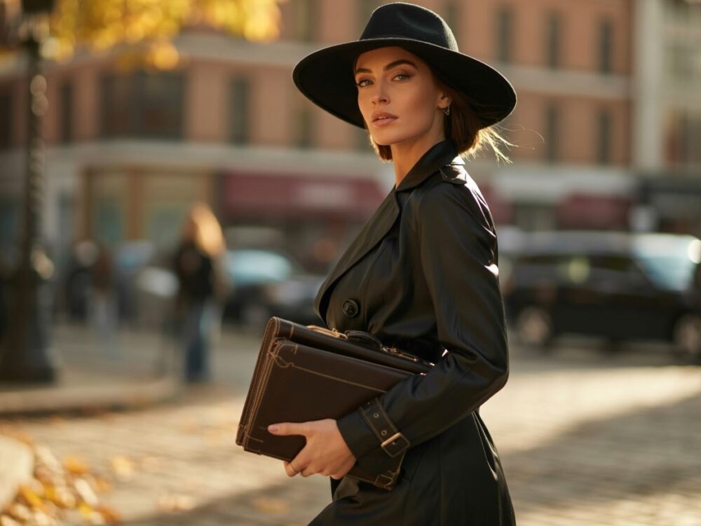 kobieta w czarnej kurtce i czapce