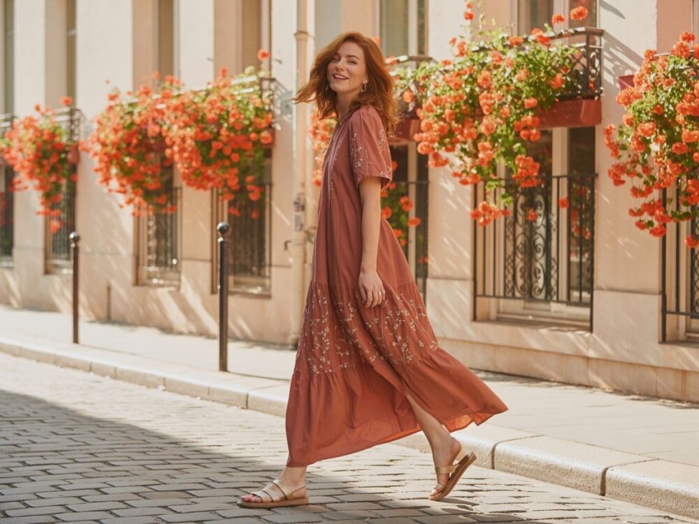 kobieta w długiej sukience