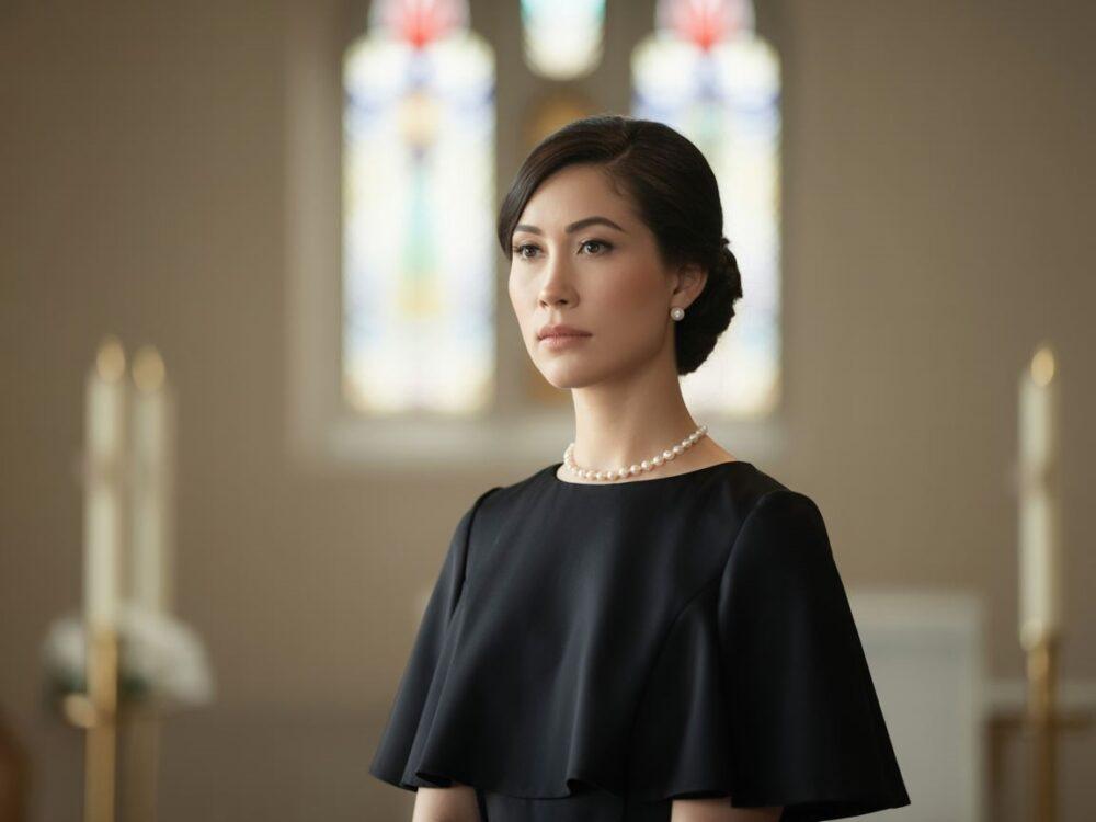 kobieta w żałobnej sukience