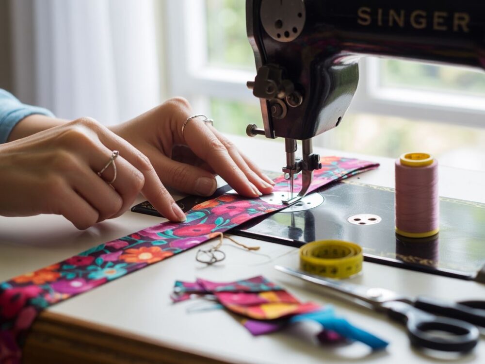 kolorowe nici i tkanina