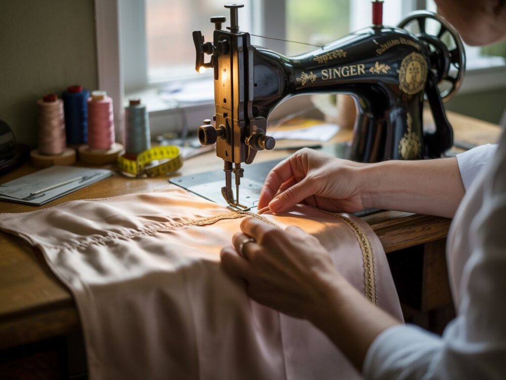 krawcowa przerabia sukienkę