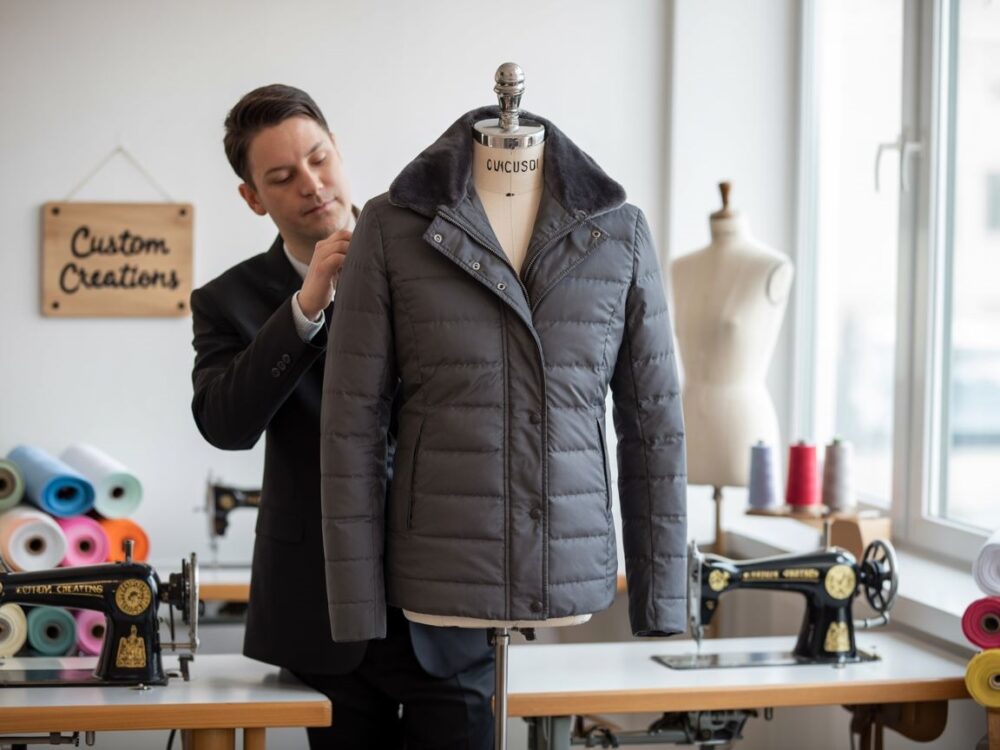 krawiec przerabia kurtkę