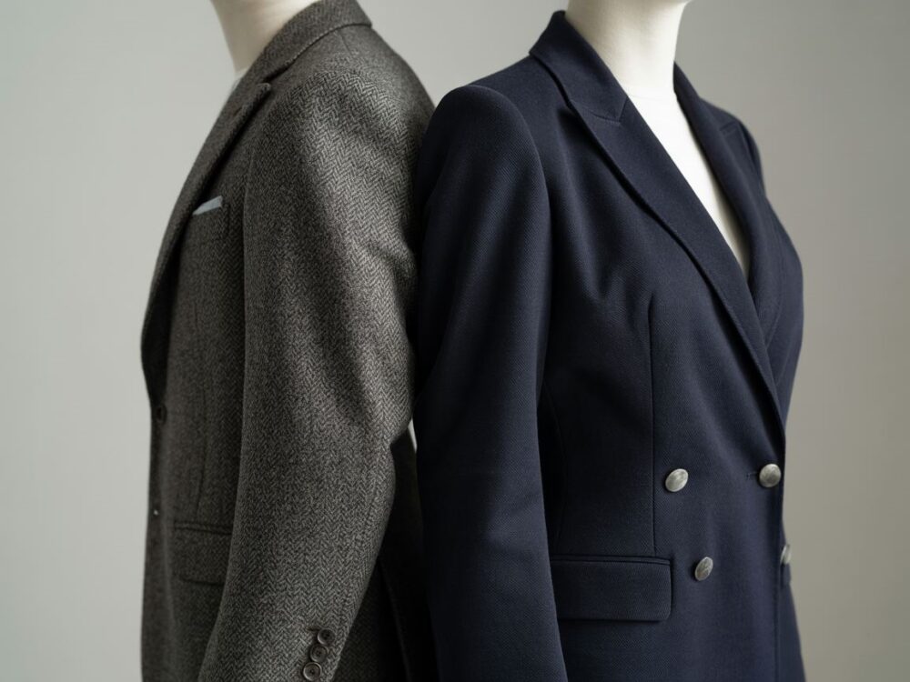 kurtki na wieszakach