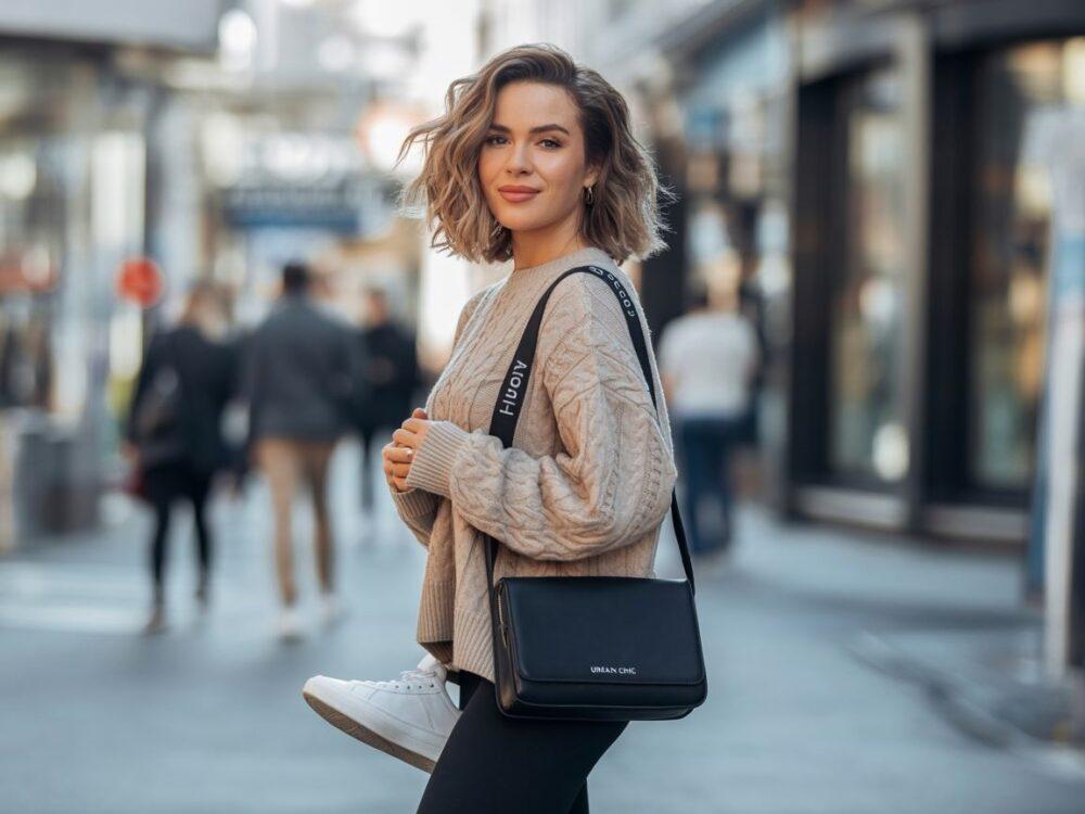 leginsy z oversize swetrem