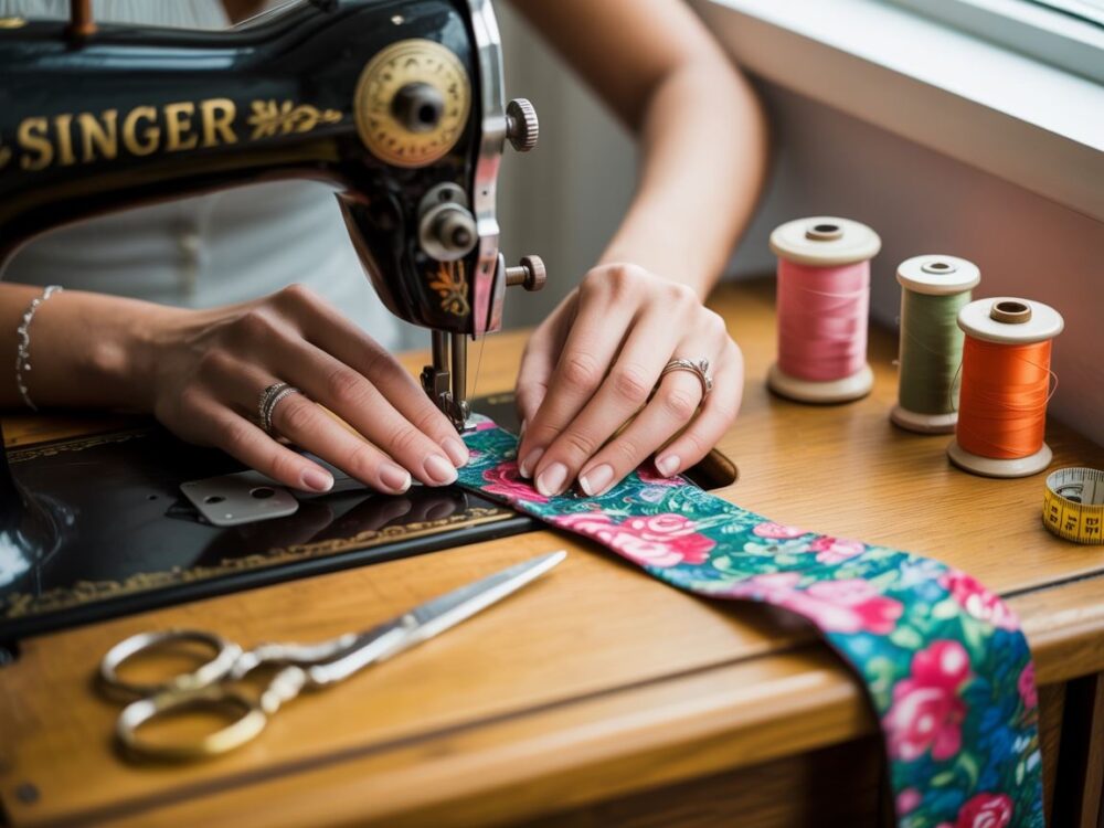 materiały krawieckie na stole