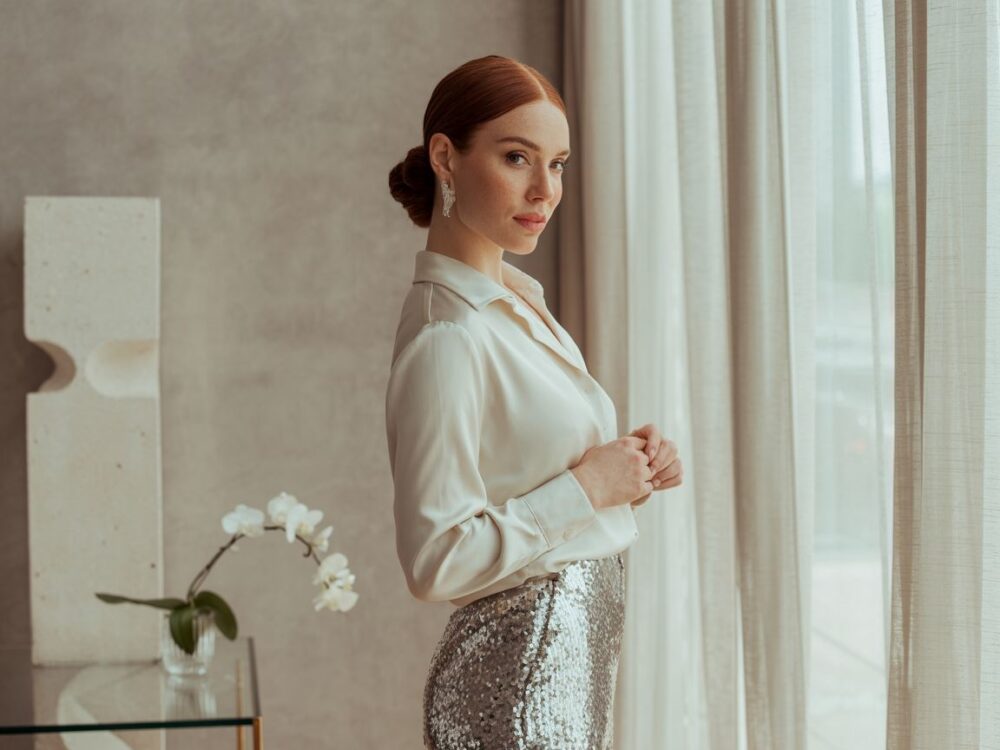 modna stylizacja z cekinami