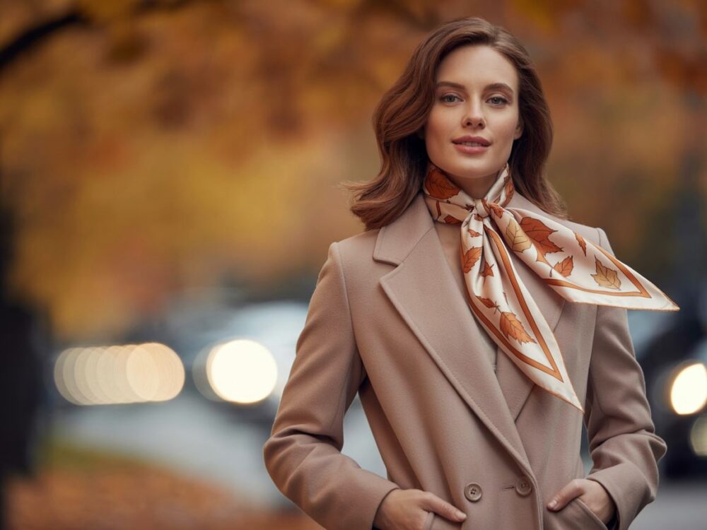 modna stylizacja z szalikiem