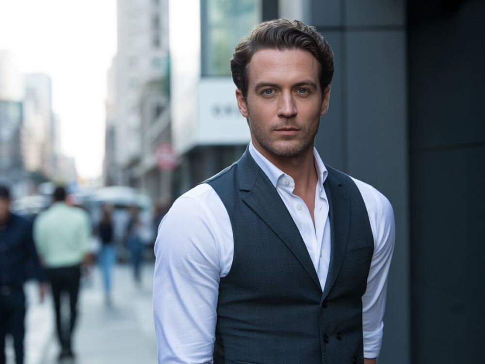 modny strój bez marynarki