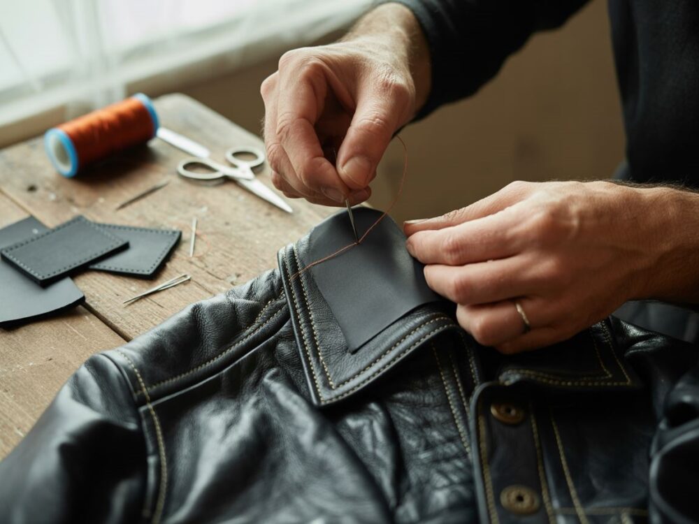 naprawa kołnierza skórzanej kurtki