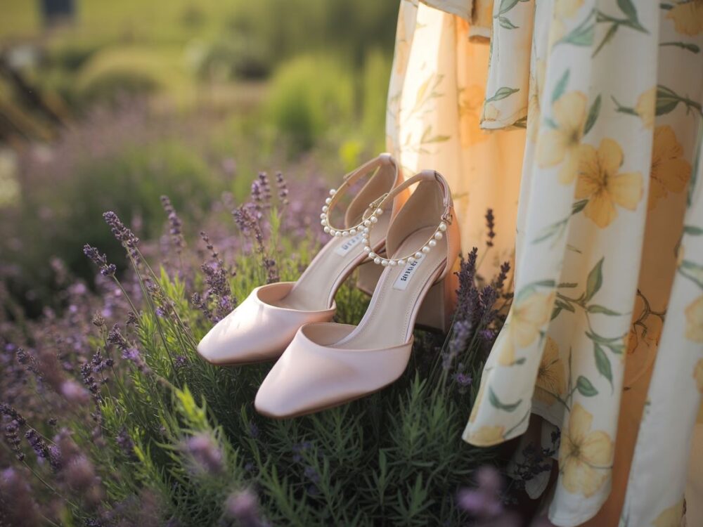 pastelowe sneakersy i sukienka