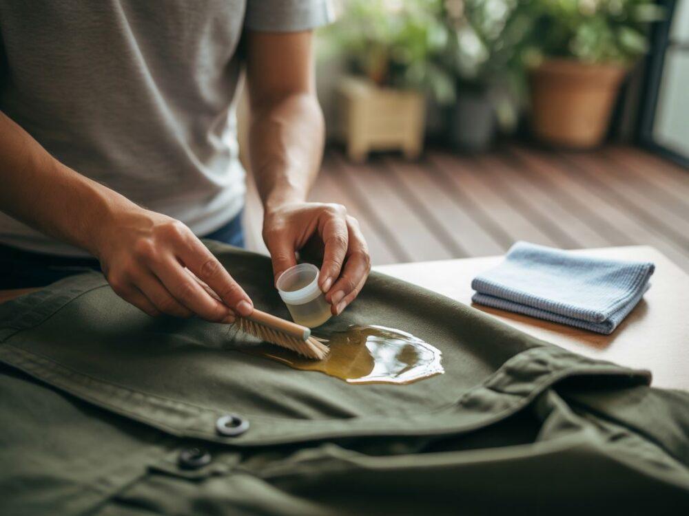 plamy z żywicy na tkaninie