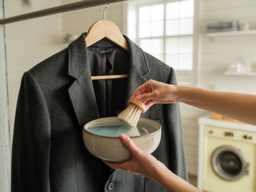 płaszcz na wieszaku