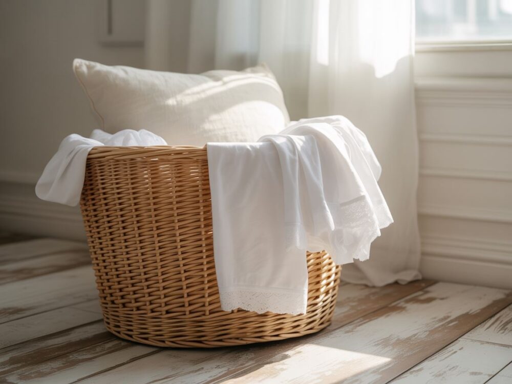 poszarzała bielizna przed i po wybielaniu