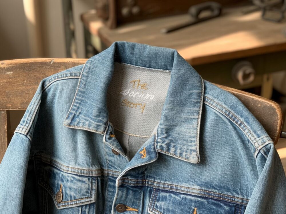 ręce na kurtce jeansowej