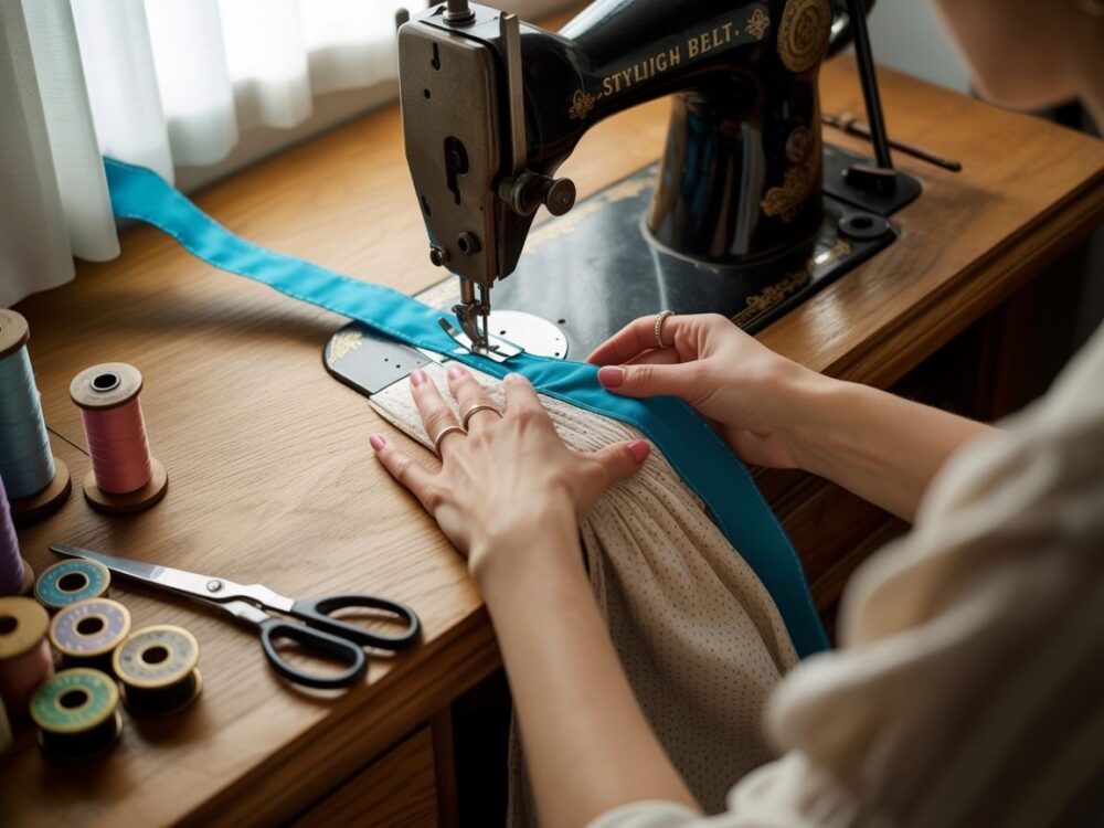 ręce przy maszynie do szycia