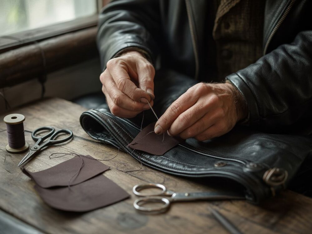 ręczne szycie kołnierza kurtki