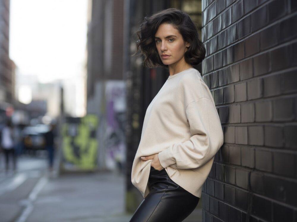 stylizacja legginsy i sweter