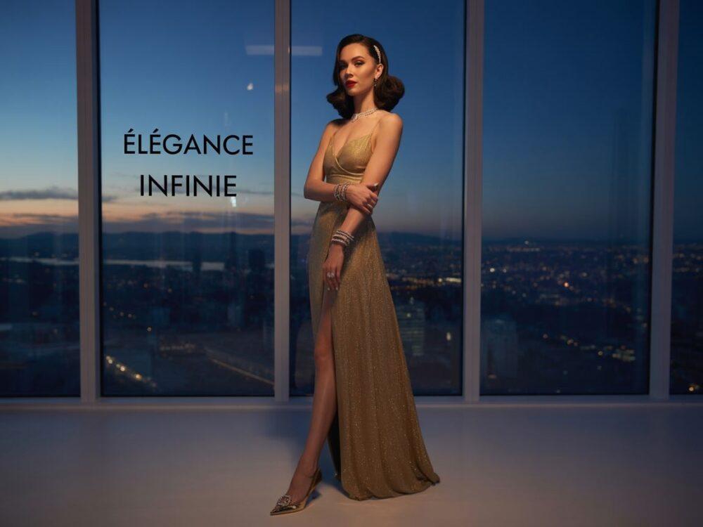 stylizacja z butami do złotej sukienki