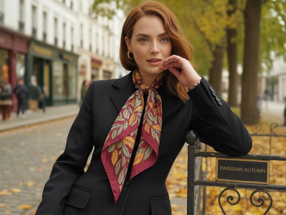 stylizacja z czarnym płaszczem i szalikiem