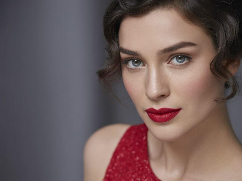 stylizacja z czerwoną sukienką