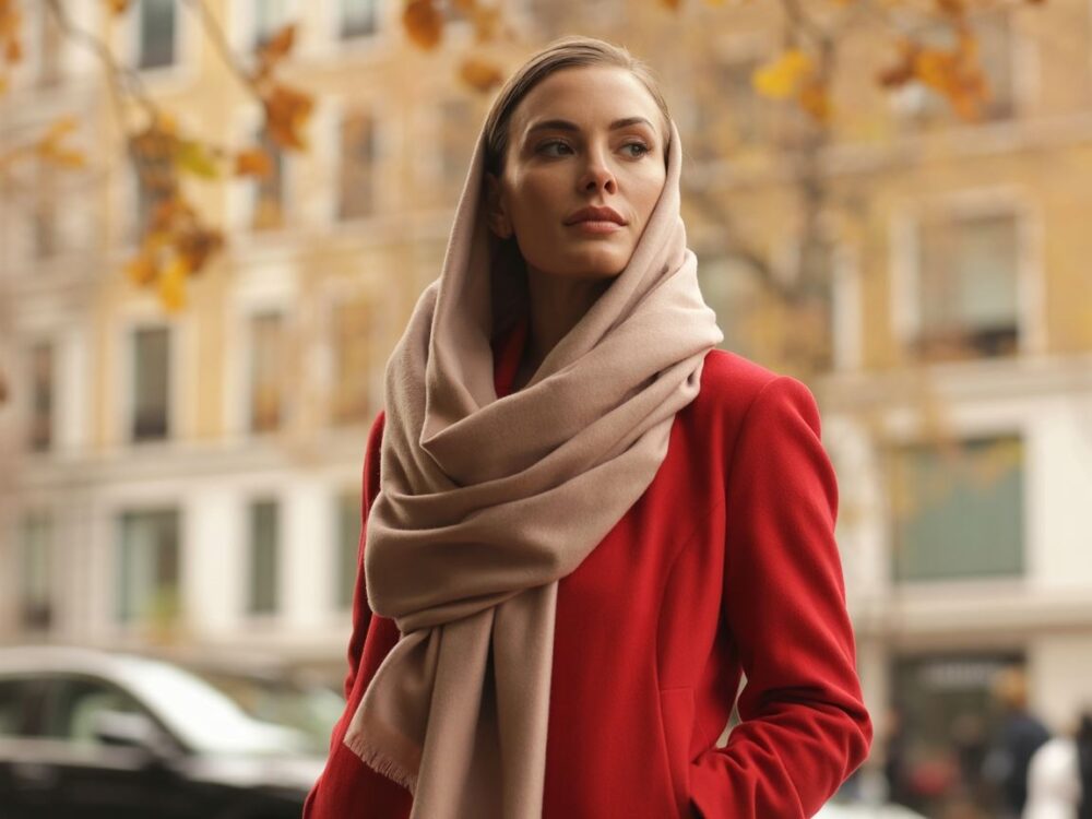 stylizacja z czerwonym płaszczem