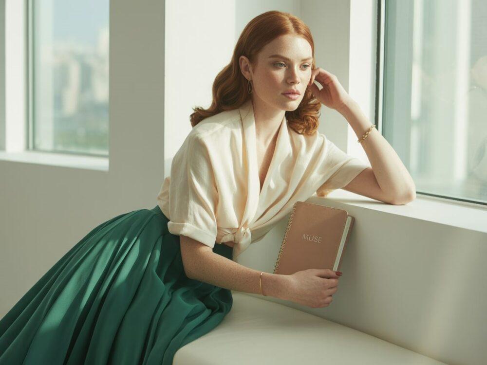 stylizacja z długą spódnicą