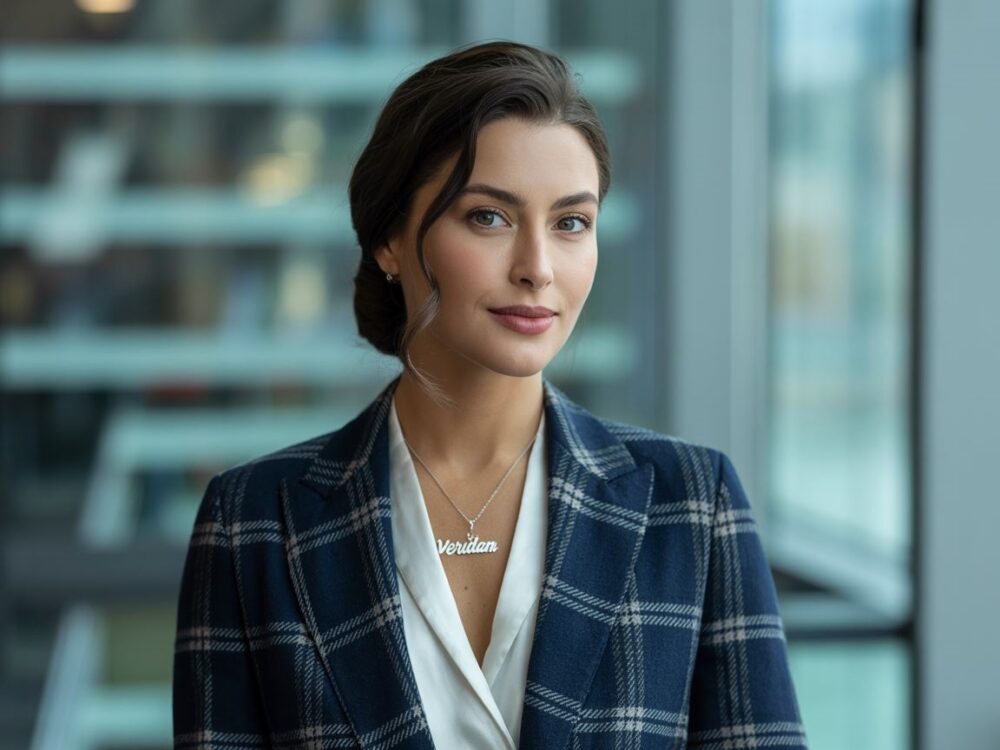 stylizacja z marynarką w kratę