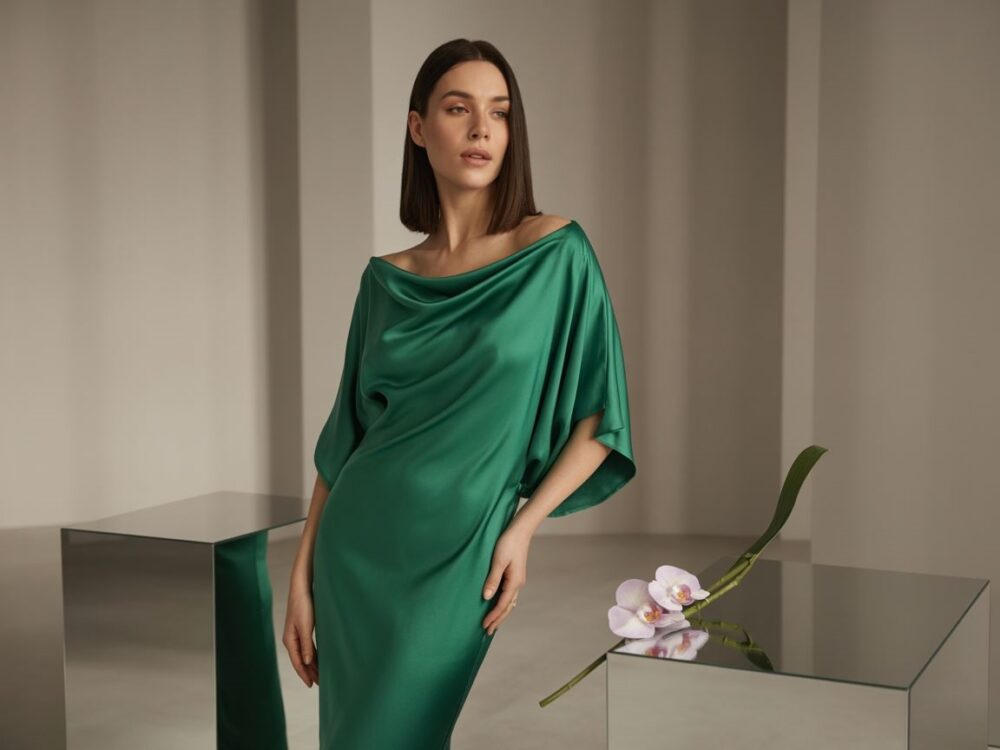 sukienka na szerokie ramiona