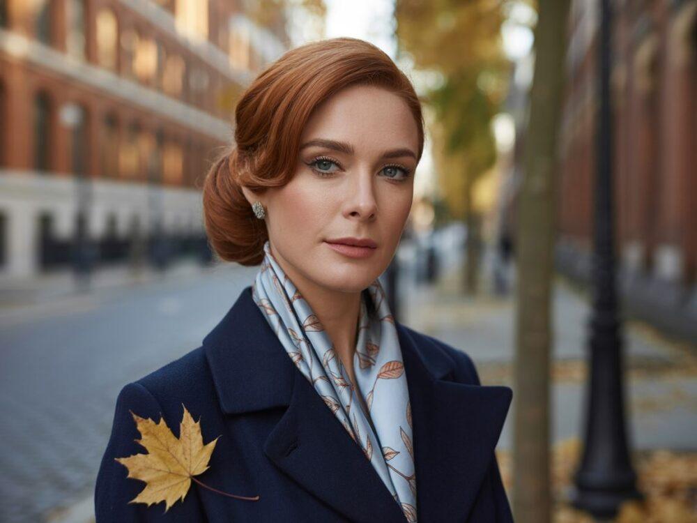 szal do granatowego płaszcza