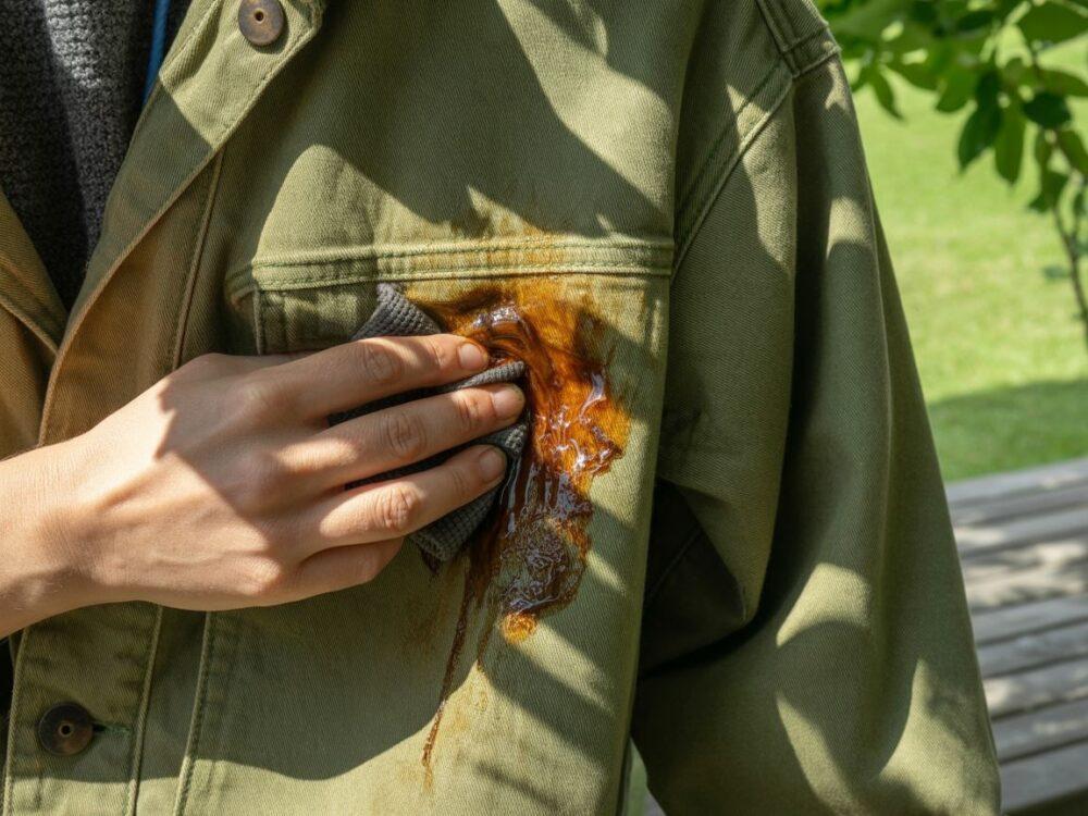 usuwanie zabrudzeń z kurtki