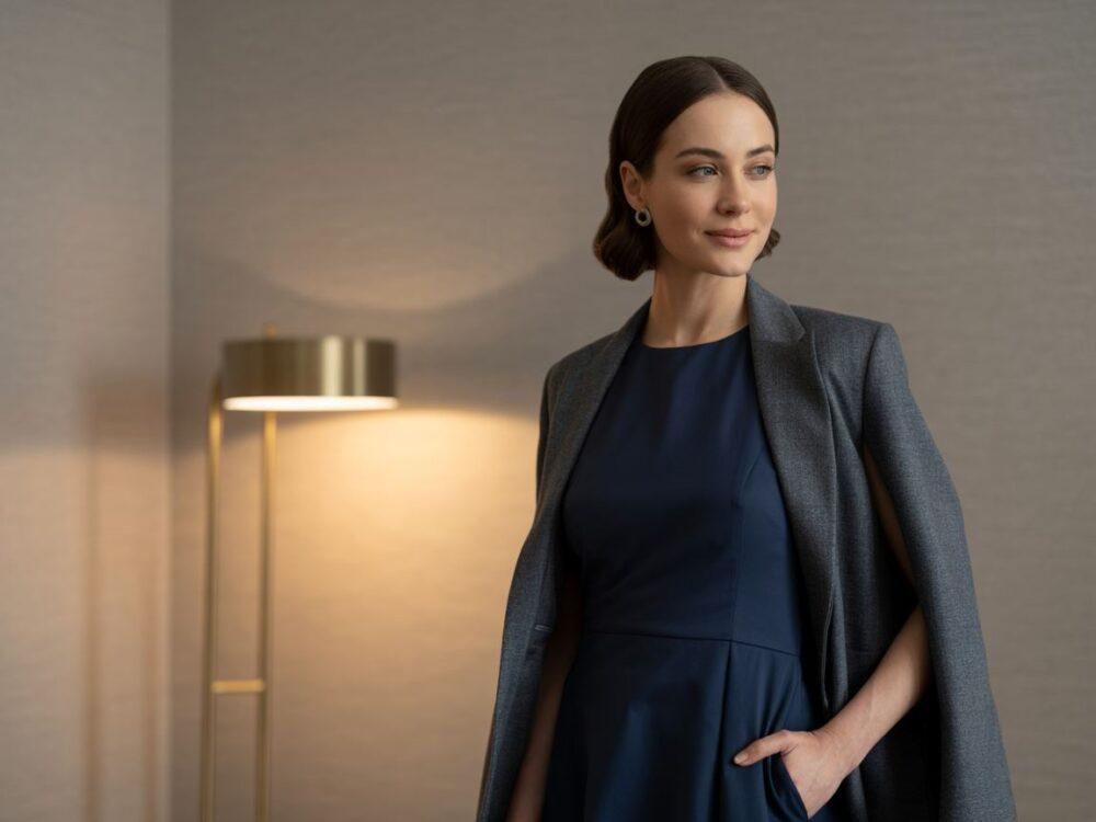 żakiet do granatowej sukienki