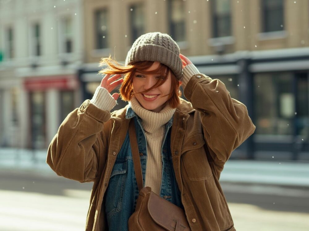 zimowa czapka na głowie